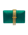 Emerald Fringe Clutch by Simitri, front view