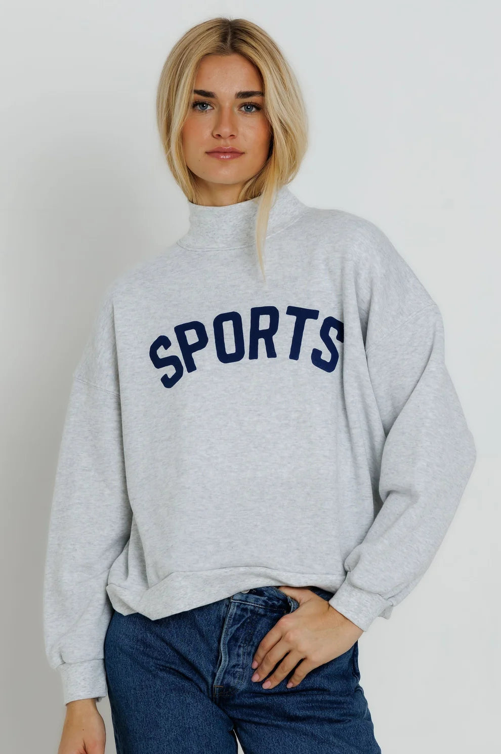 Sports Mockneck Sweatshirt by Sunny Somewhere, back view