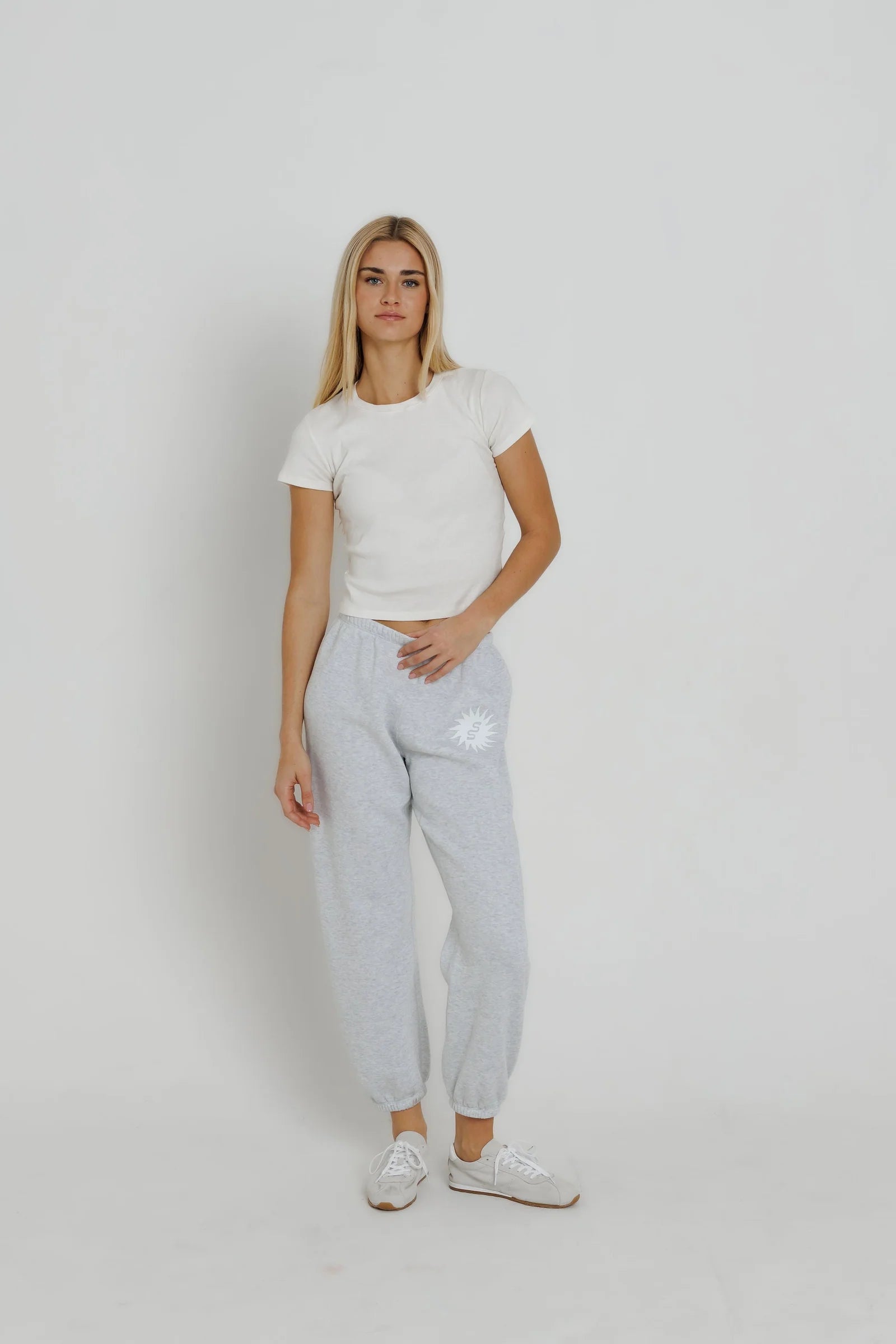 Everyday Fleece Sweatpant by R. Brooklyn in Heather Ash, back view