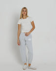 Everyday Fleece Sweatpant by R. Brooklyn in Heather Ash, back view