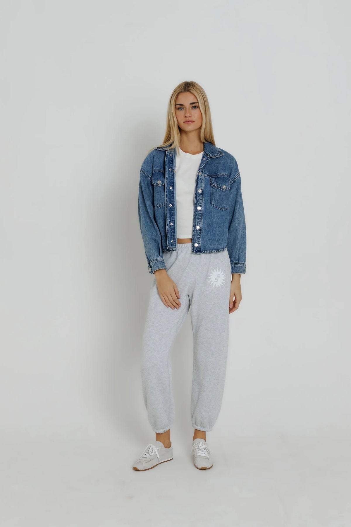 Everyday Fleece Sweatpant by R. Brooklyn in Heather Ash, detail view