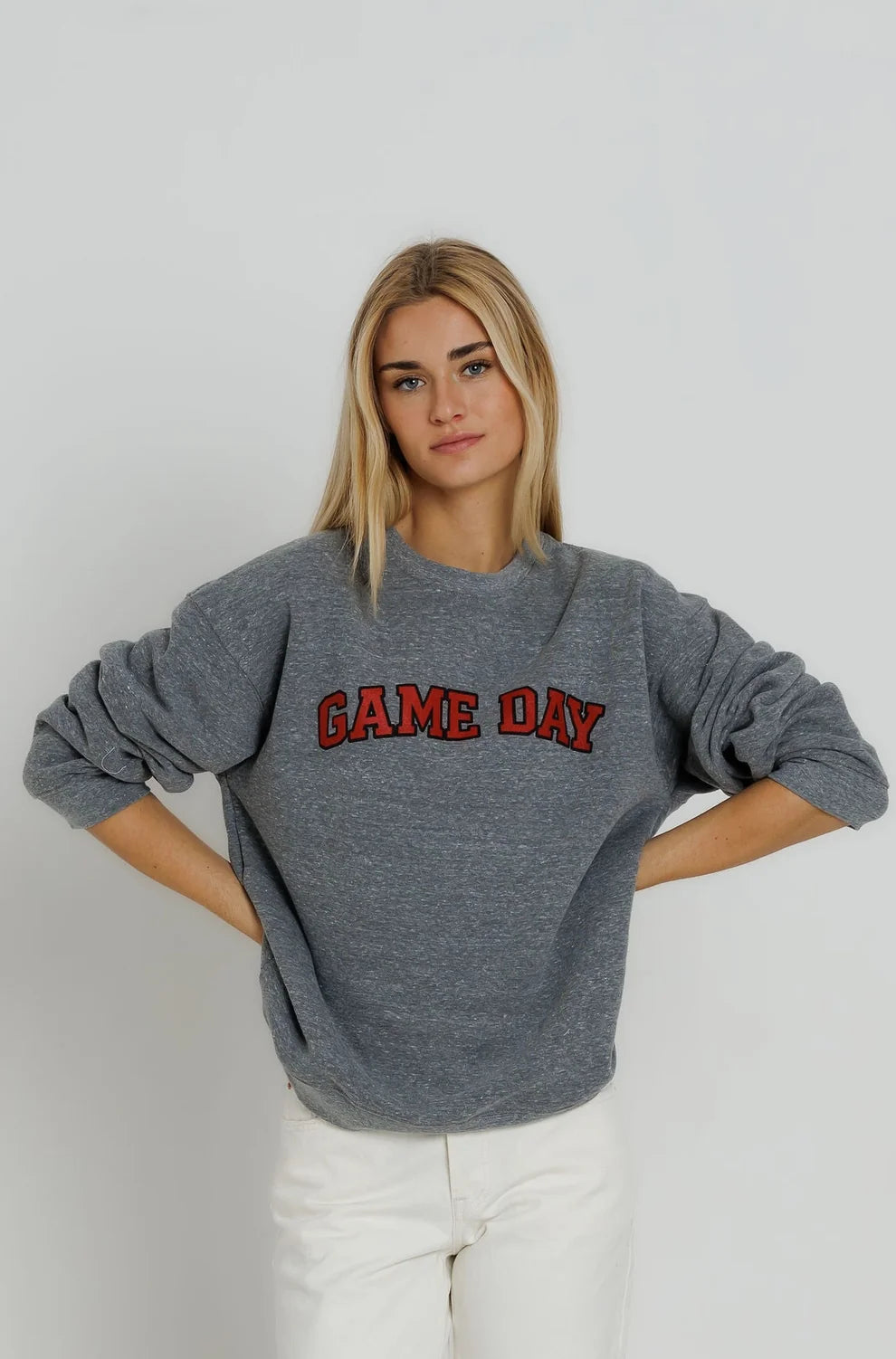 Red Game Day Oversized Crew Sweatshirt by Sunny Somewhere, back view