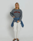 Red Game Day Oversized Crew Sweatshirt by Sunny Somewhere, styled view