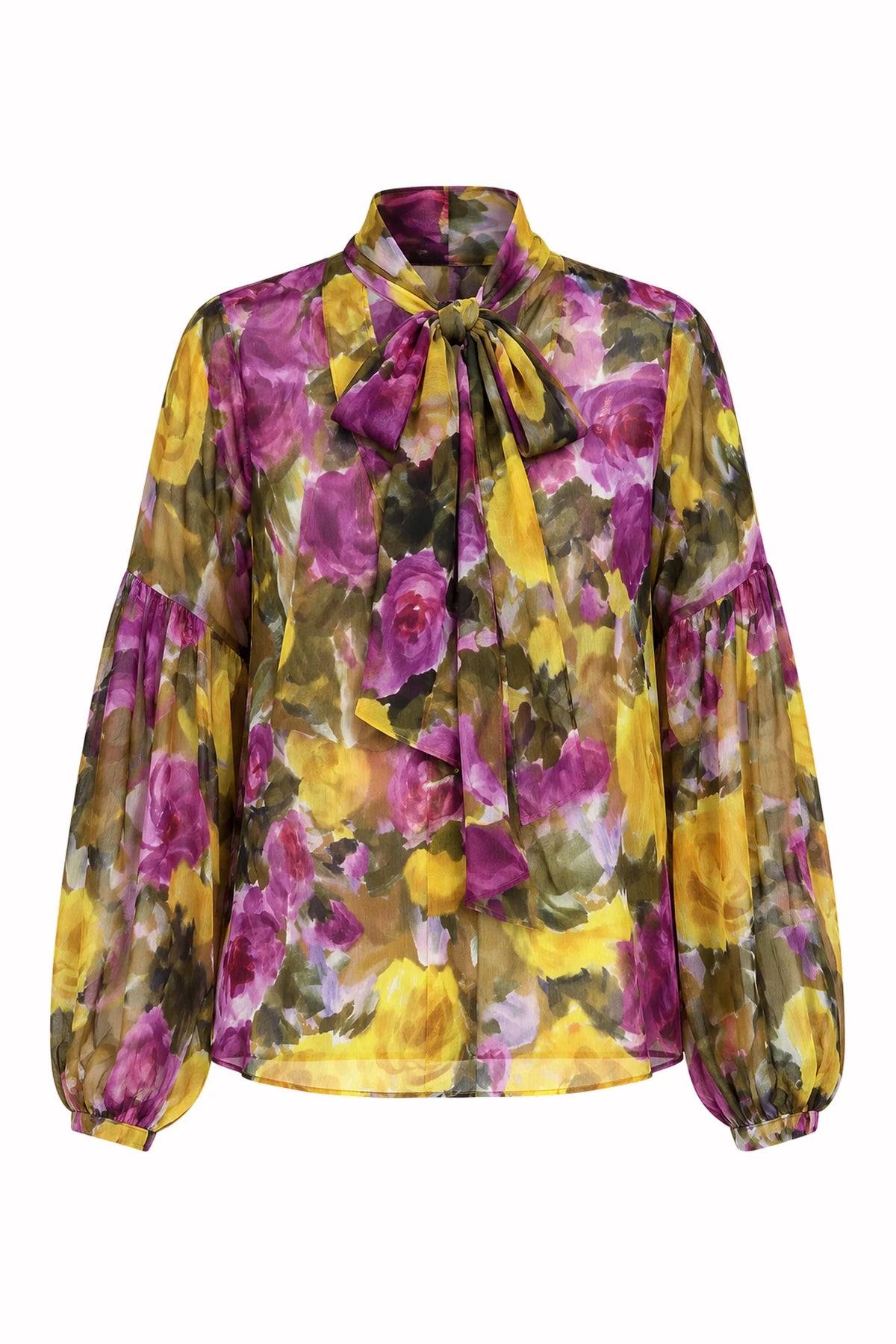 Grey Gardens Blouse by Le Superbe in autumn rose floral, front view