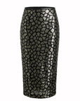 Sundrop Sequins Skirt by Le Superbe in olive sequins, front view