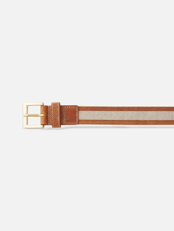 The Riviera Belt by FRAME in light camel leather, styled view