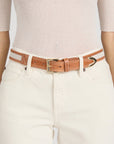 The Riviera Belt by FRAME in light camel leather, buckle detail