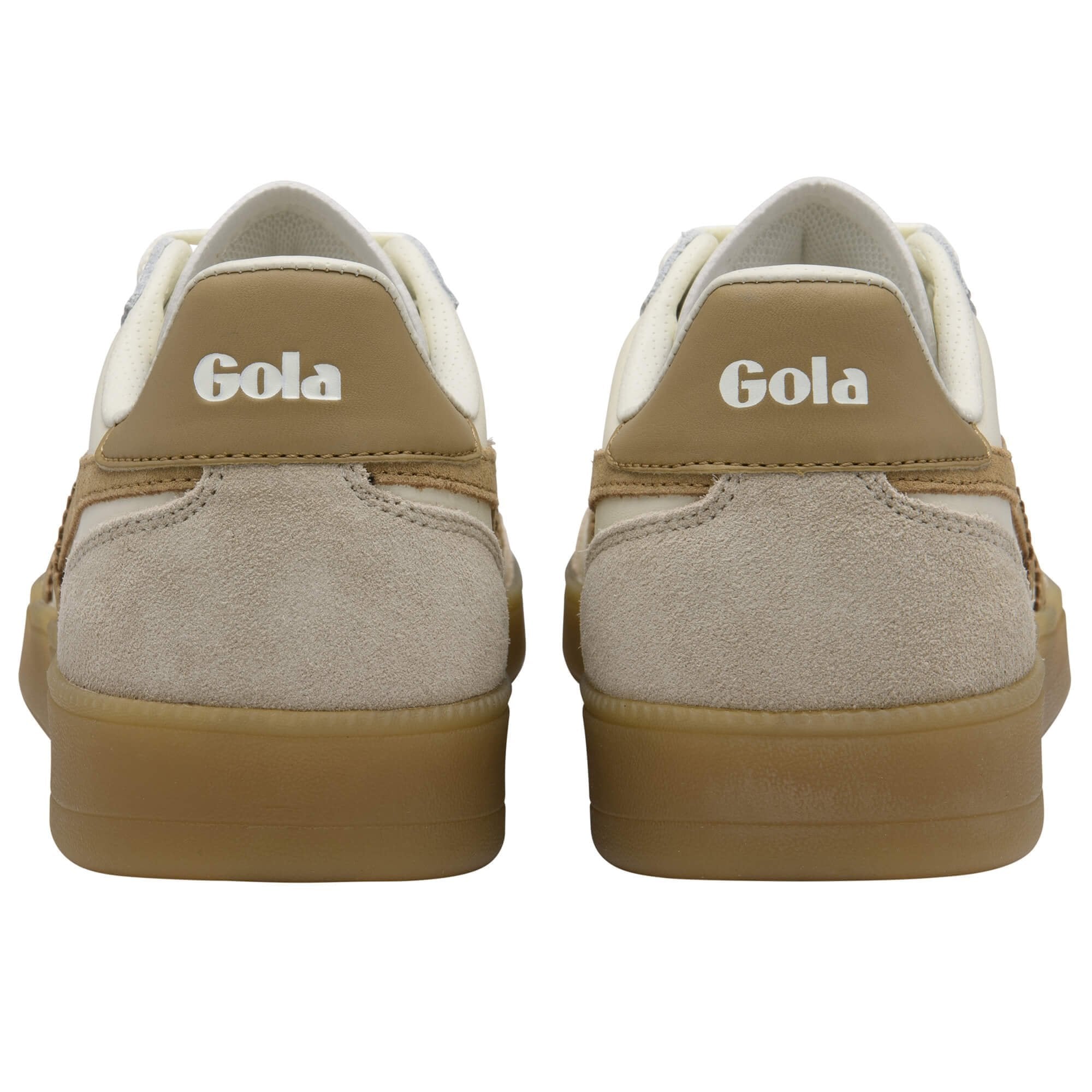 Viper Leather Sneakers by Gola in white and bone, back view