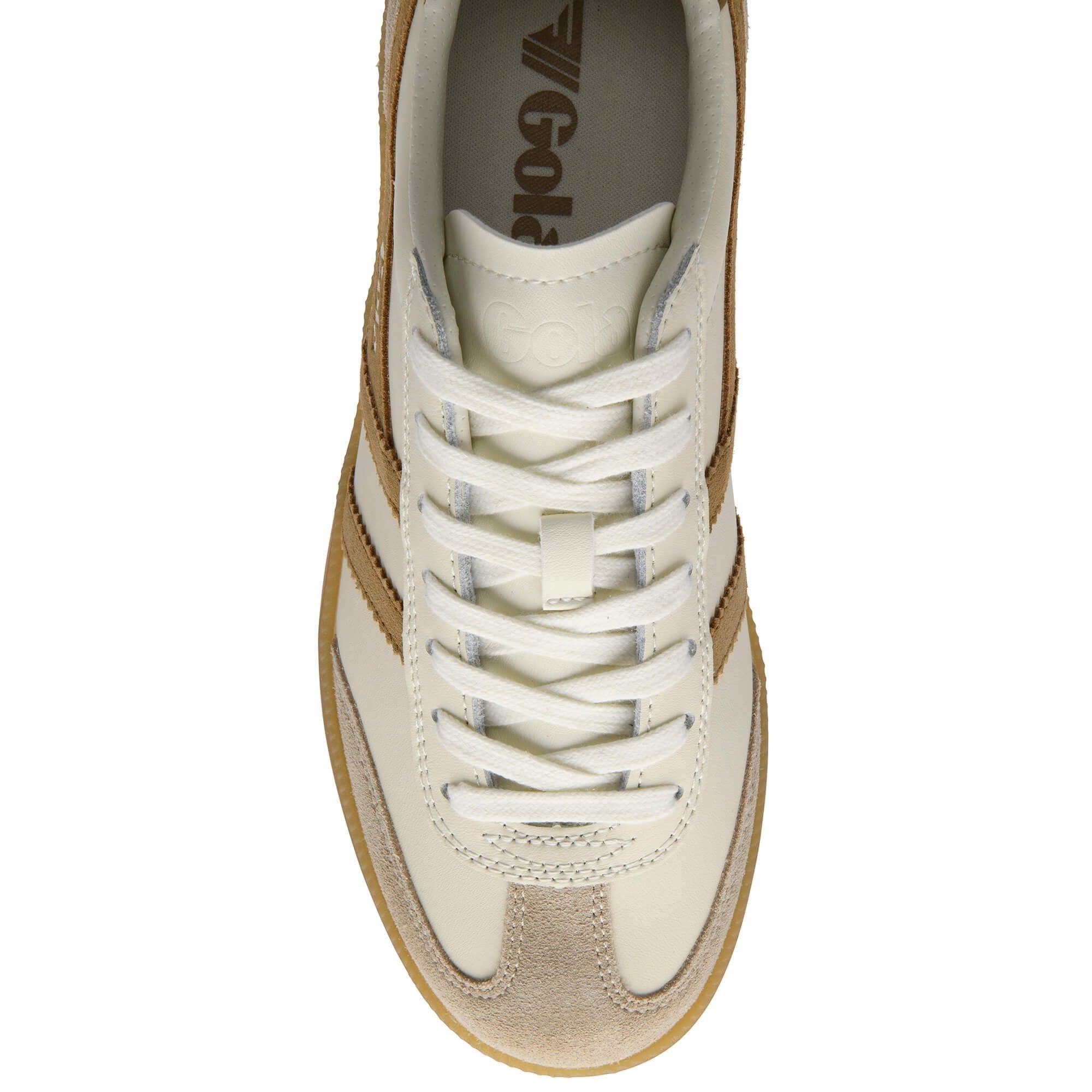 Viper Leather Sneakers by Gola in white and bone, detail view
