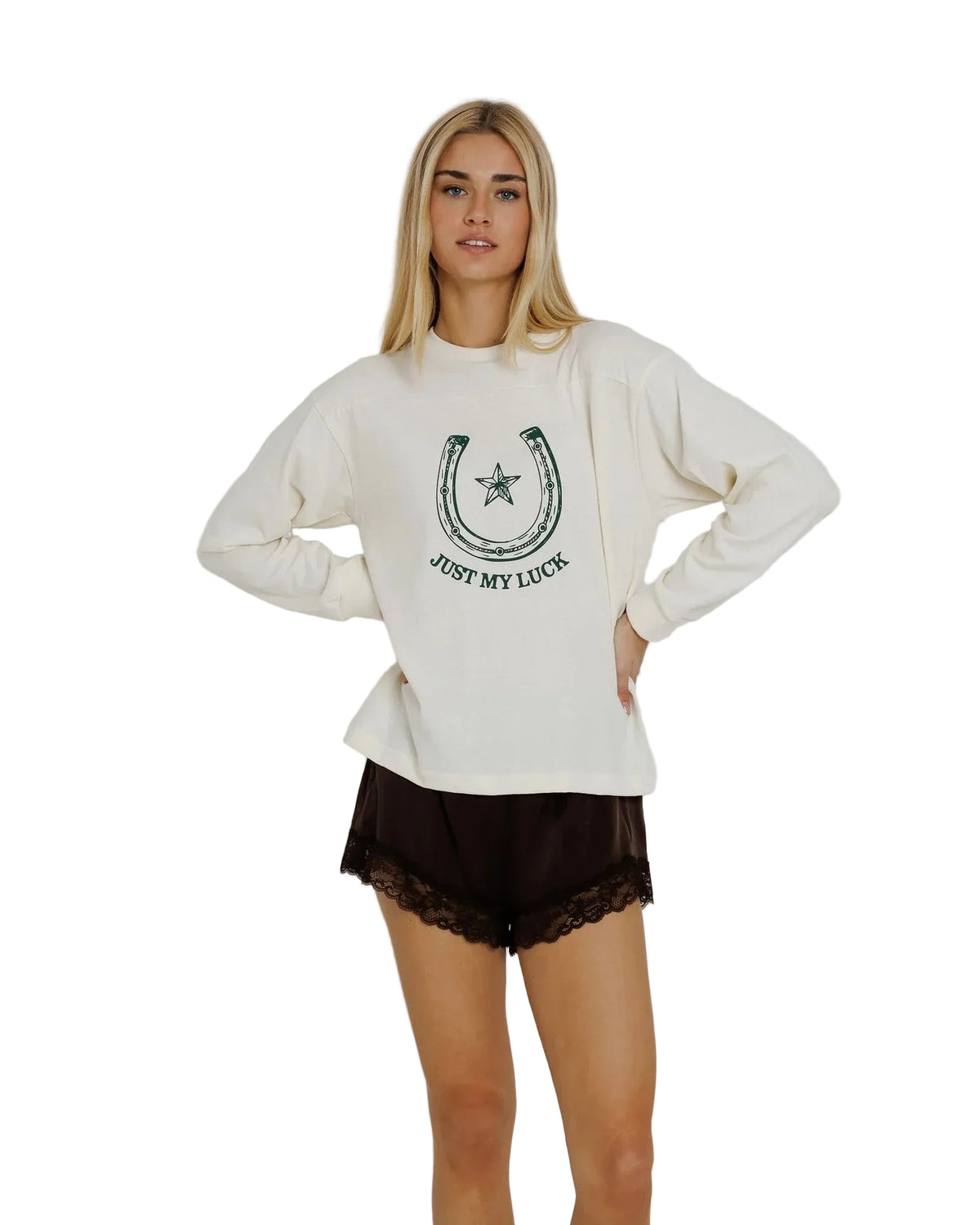 Just My Luck Long Sleeve by Sunny Somewhere in off-white, back view