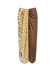 Luna Noir Tie Front Skirt by ME369 in black and white check and script print, front view