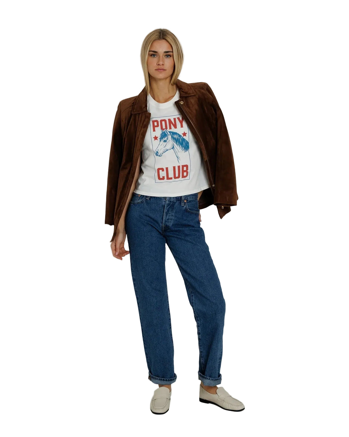 Pony Club Femme Crew by Sunny Somewhere in off-white, detail view