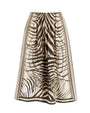 Vanessa Noir Midi Skirt by ME369 in black and white zebra and script print, front view