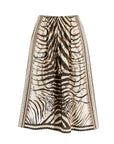 Vanessa Noir Midi Skirt by ME369 in black and white zebra and script print, front view